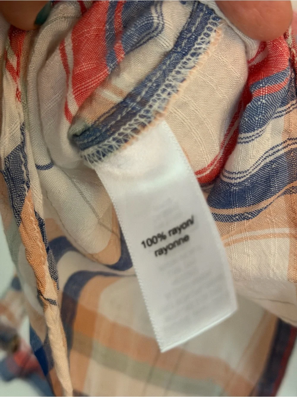 Maurices Plaid Relaxed Button-Up in Cream, Blue & Red - Picture 6 of 6